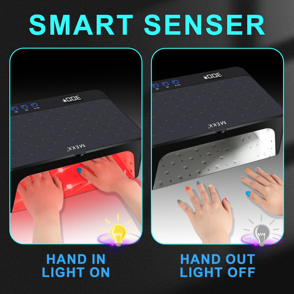 MEKK Professional UV LED Nail Lamp – Cordless 48W, Two-Hand Design, Red Light Skincare, 4+2 Timer Modes