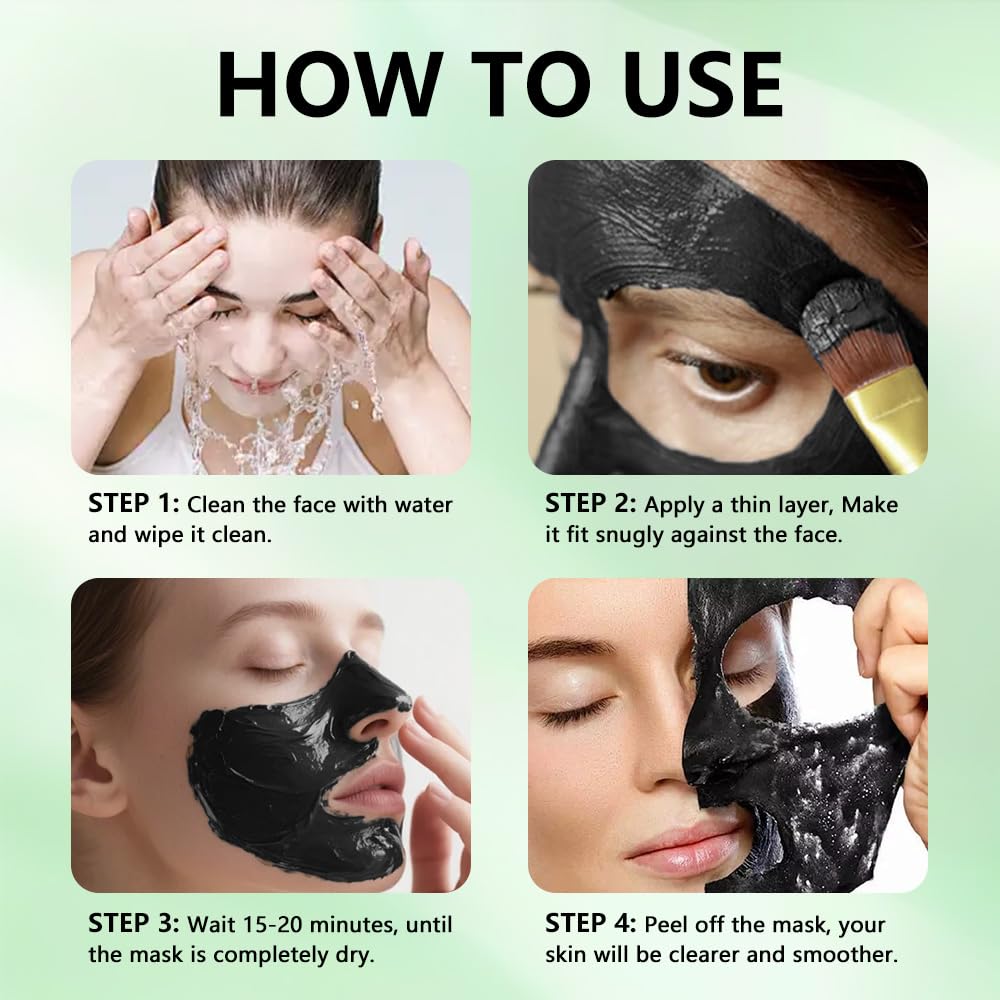 Mekuel Charcoal Face Mask Peel-Off with Aloe Vera & Bamboo Charcoal — Deep Pore Cleansing Blackhead Remover for All Skin Types (100 g)