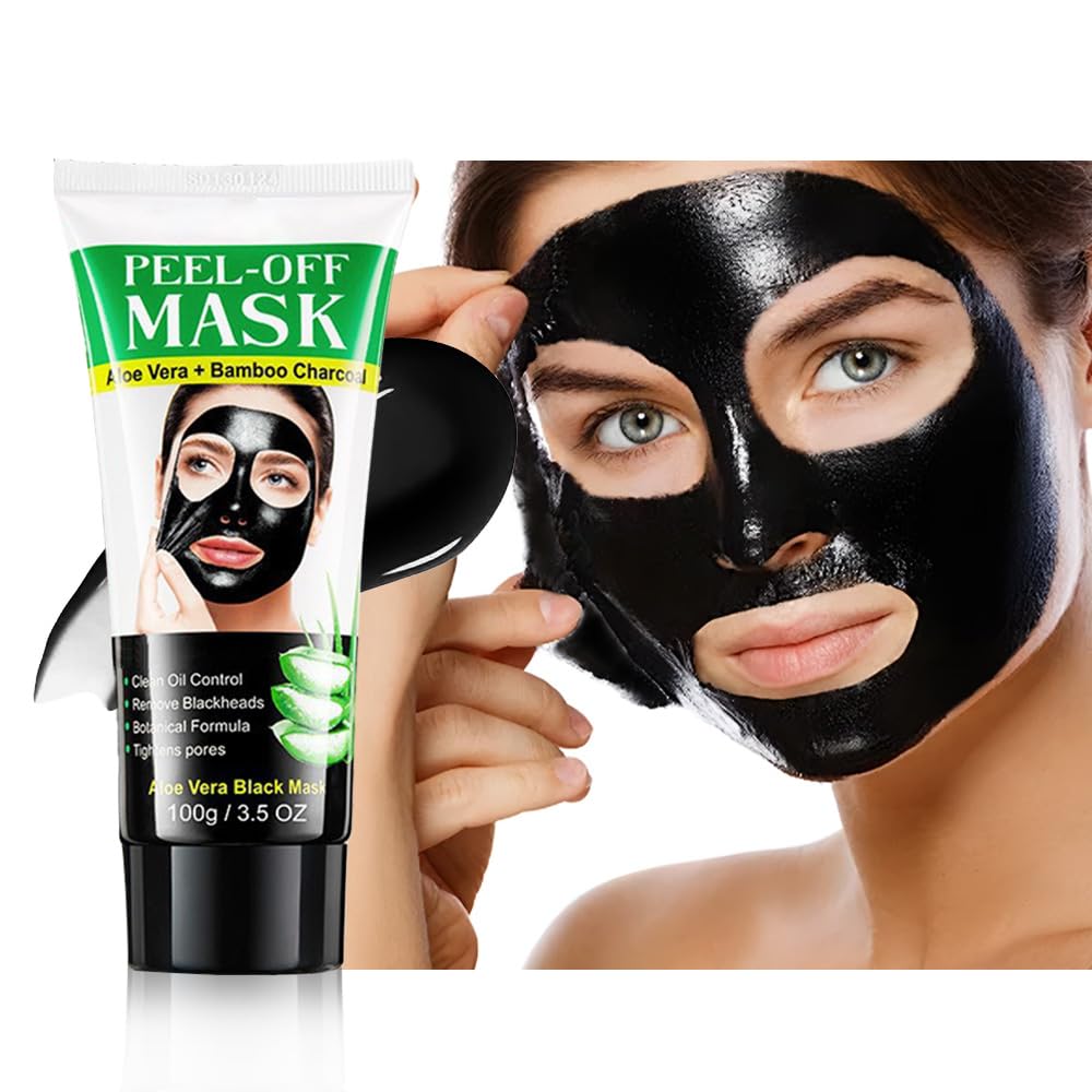 Mekuel Charcoal Face Mask Peel-Off with Aloe Vera & Bamboo Charcoal — Deep Pore Cleansing Blackhead Remover for All Skin Types (100 g)