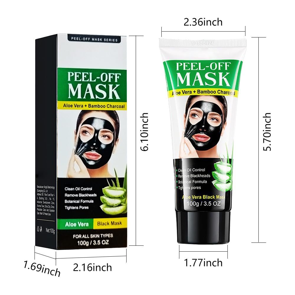 Mekuel Charcoal Face Mask Peel-Off with Aloe Vera & Bamboo Charcoal — Deep Pore Cleansing Blackhead Remover for All Skin Types (100 g)