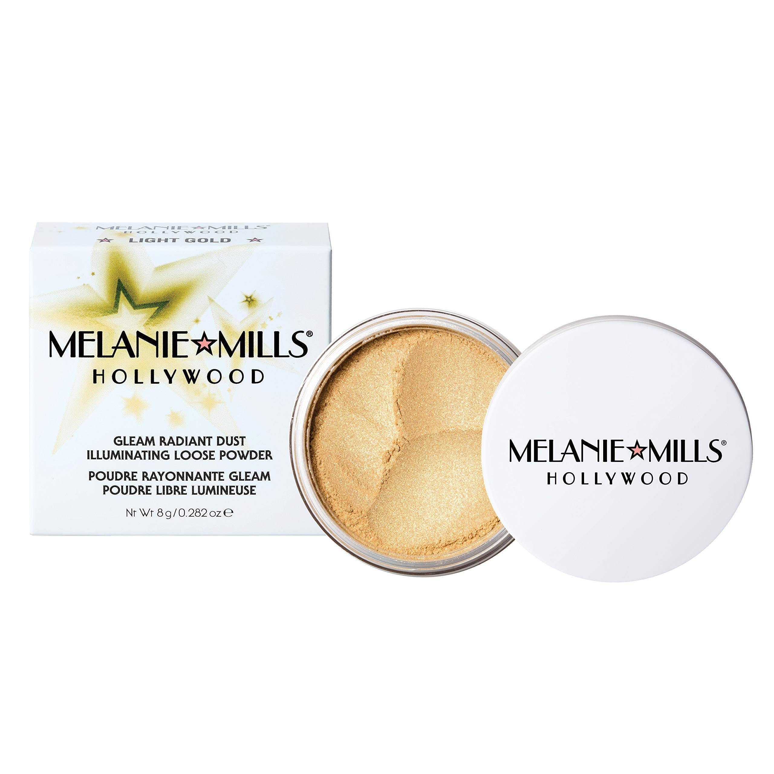Melanie Mills Hollywood Gleam Radiant Dust Loose Powder – Light Gold (8g) for Face & Body