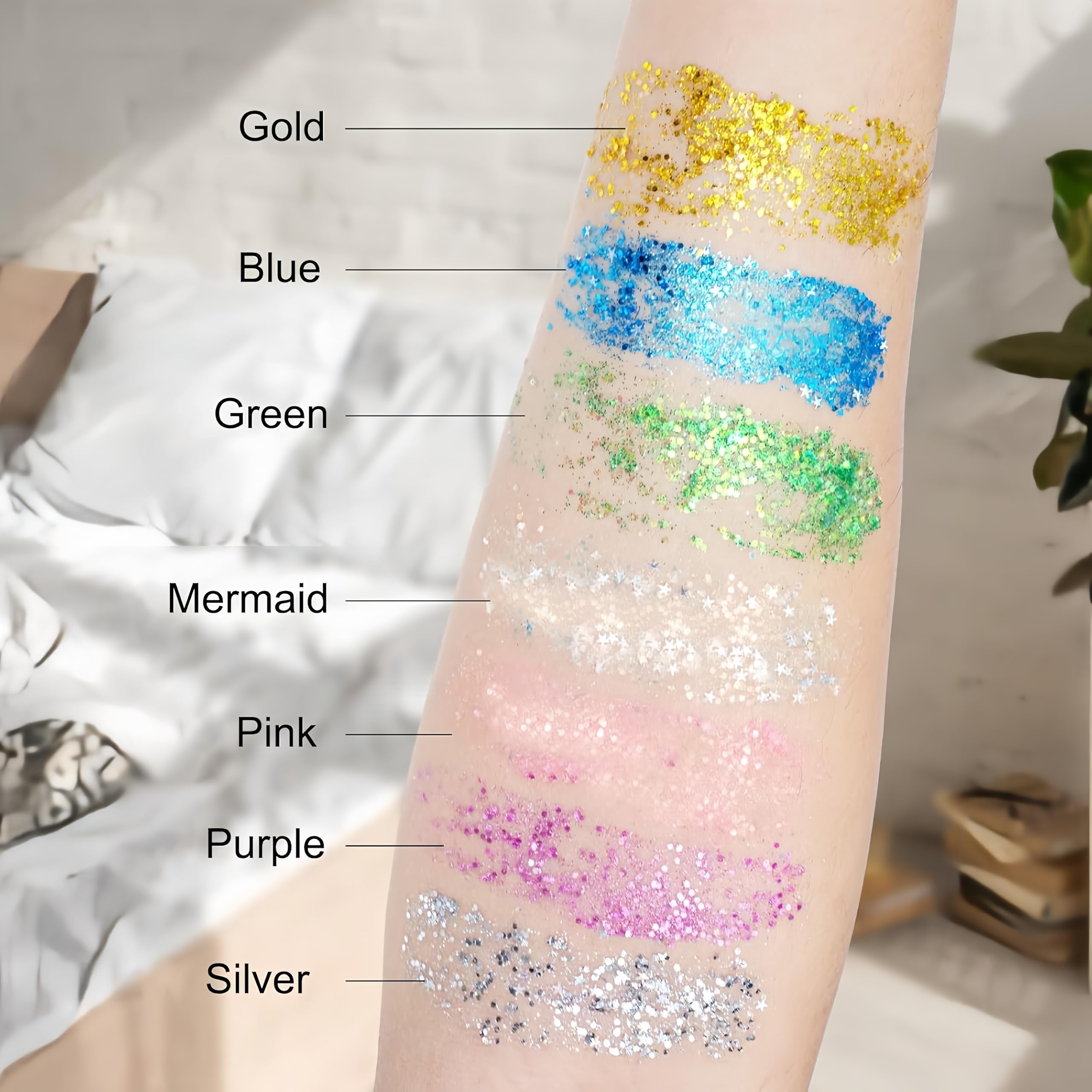 Melemando Body Glitter Stick – 11-Color Holographic Mermaid Sequins for Face, Body & Hair
