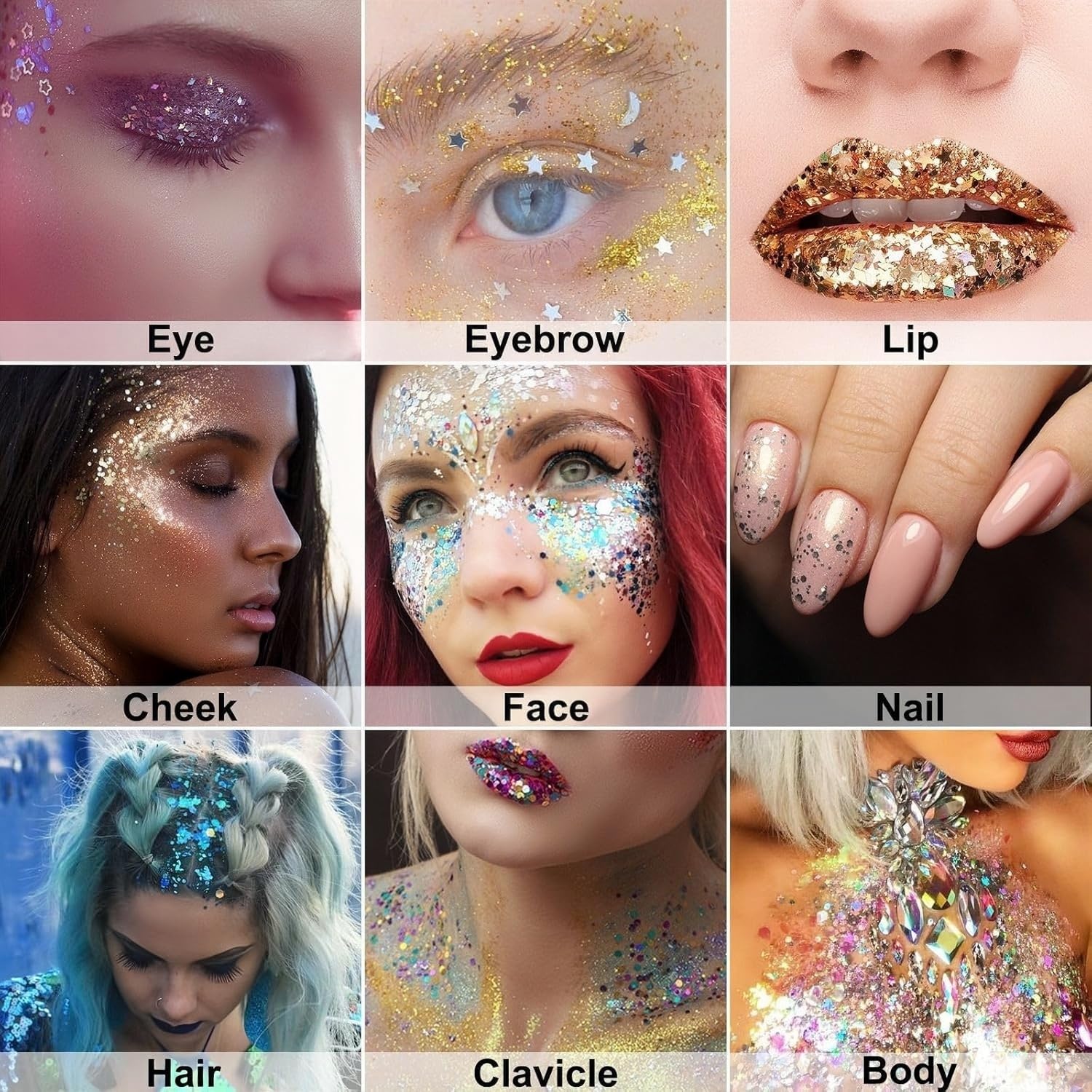 Melemando Body Glitter Stick – 11-Color Holographic Mermaid Sequins for Face, Body & Hair
