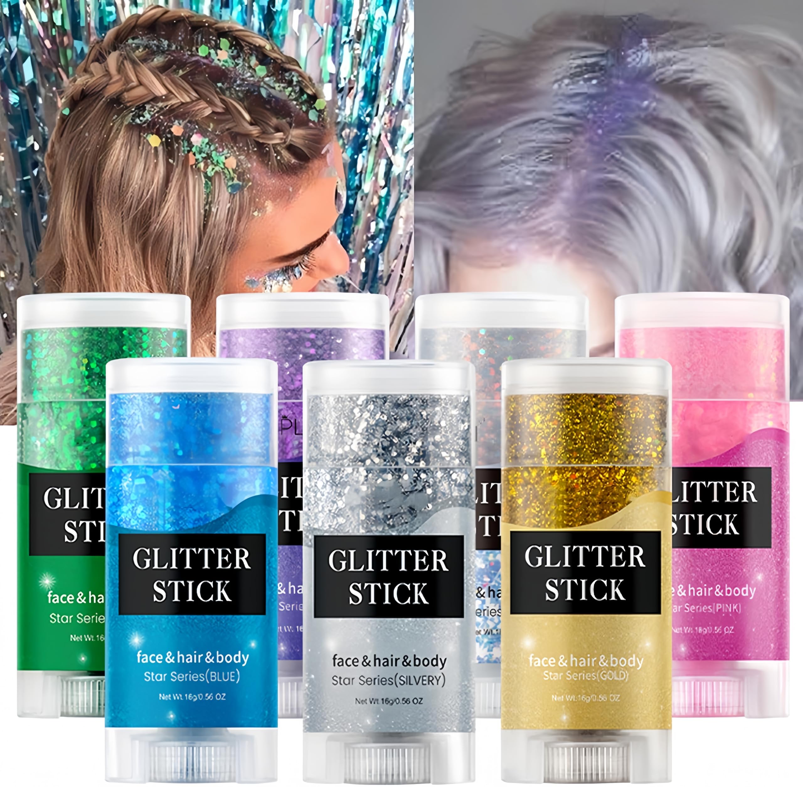 Melemando Body Glitter Stick – 11-Color Holographic Mermaid Sequins for Face, Body & Hair