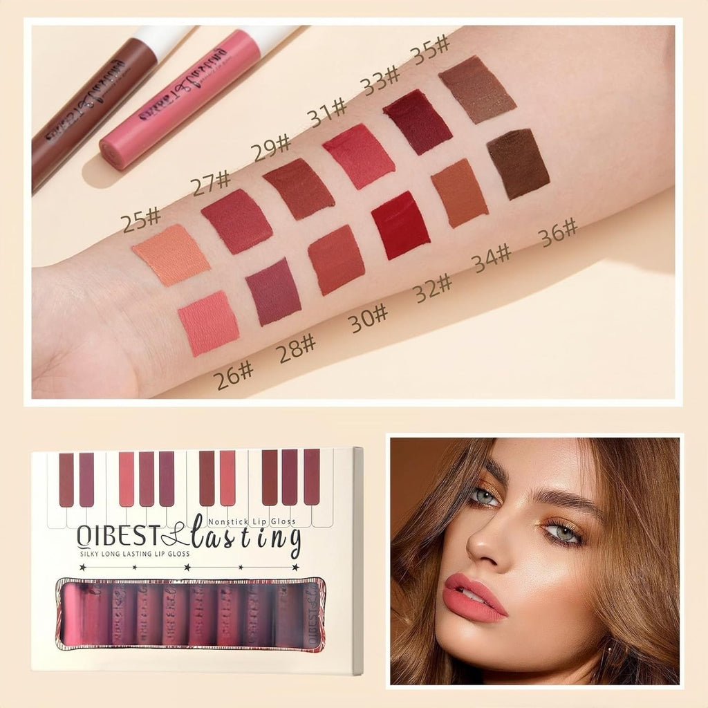 Melemando 12PCS Matte Liquid Lipstick Set – Non-Stick Cup, Not Fade, Waterproof Velvet Lipsticks