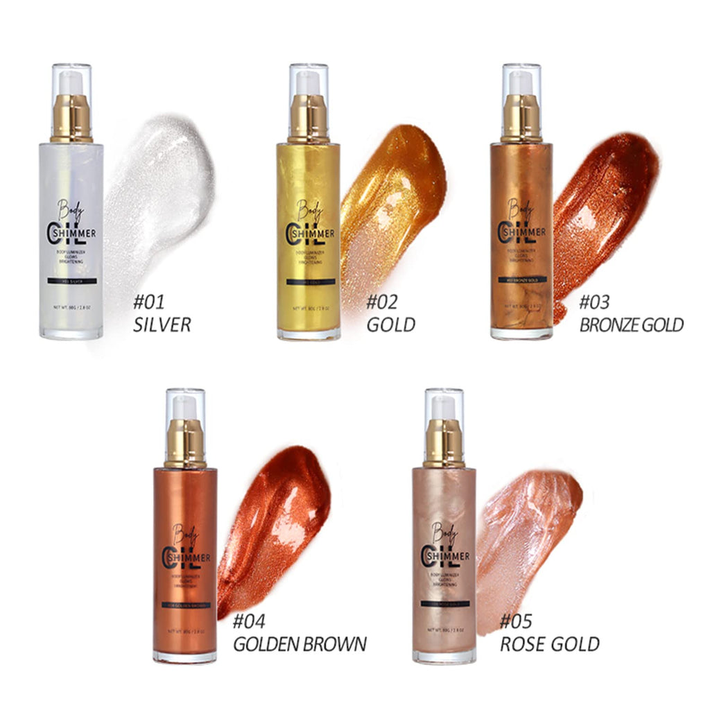 Melemando Shimmer Body Luminizer Bronze Gold – 5-Color Waterproof Highlighter for Face & Body (80 ml)