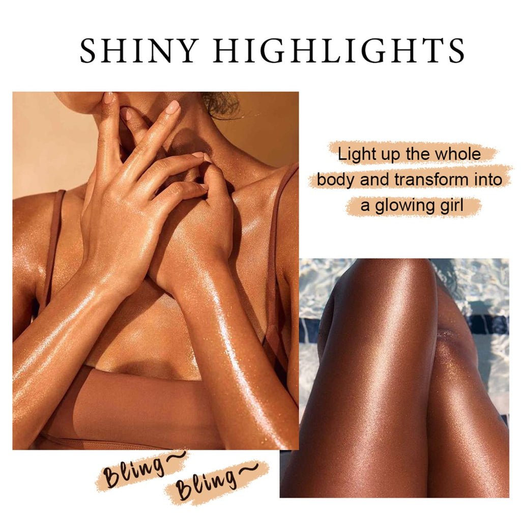 Melemando Shimmer Body Luminizer Bronze Gold – 5-Color Waterproof Highlighter for Face & Body (80 ml)