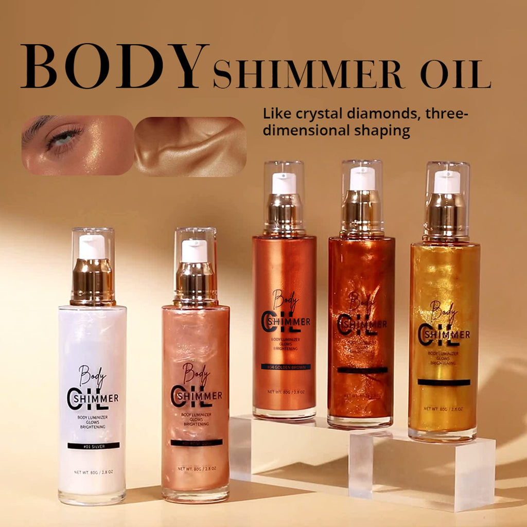 Melemando Shimmer Body Luminizer Bronze Gold – 5-Color Waterproof Highlighter for Face & Body (80 ml)
