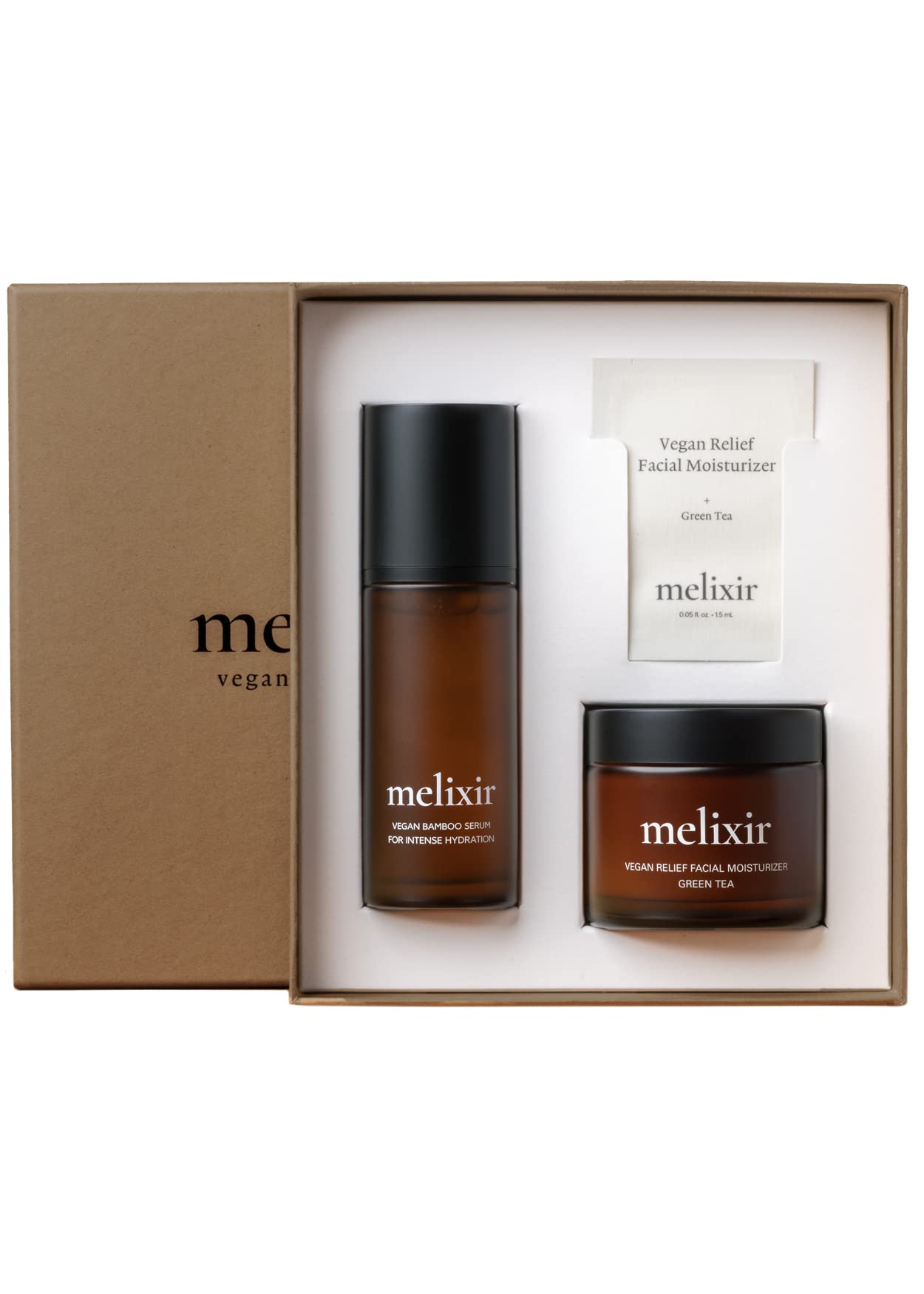 Melixir Vegan Hydration Kit for Dry Skin | Bamboo Serum + Relief Moisturizer