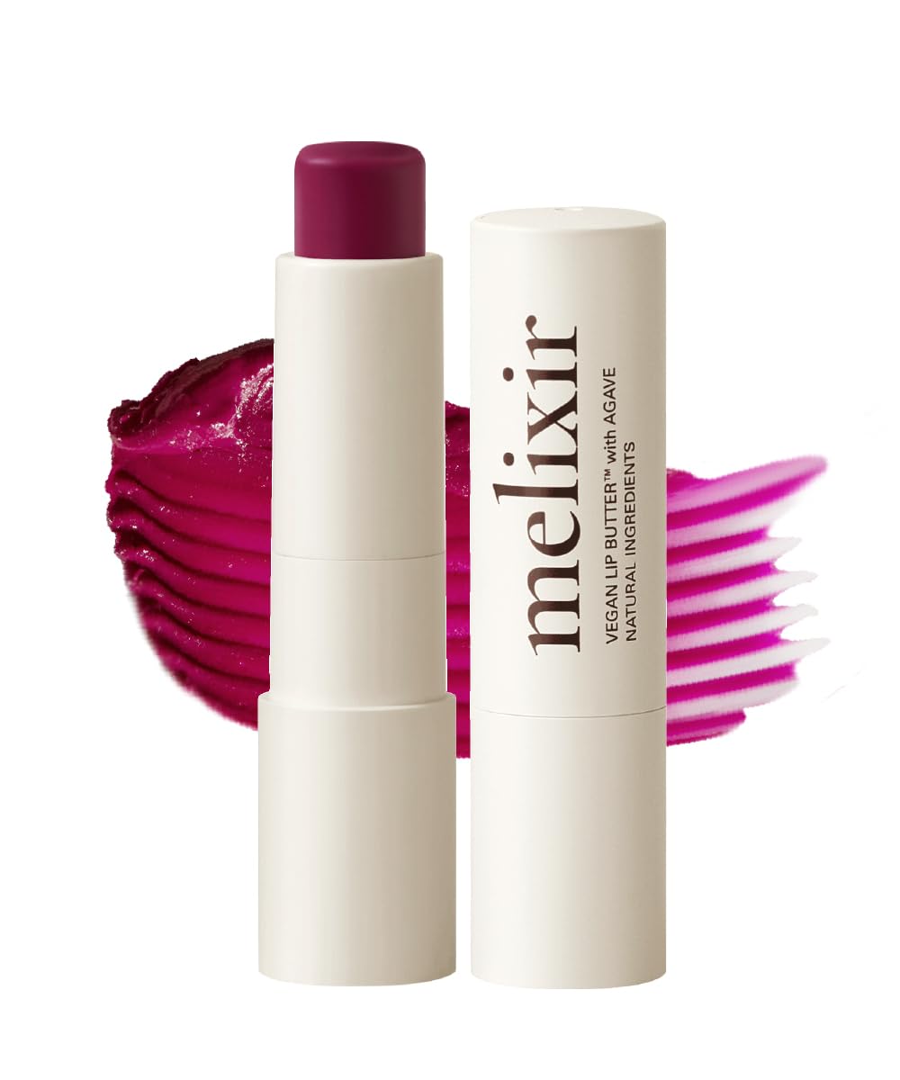 Melixir Vegan Lip Butter (12 Colors) – Hydrating Tinted Lip Balm Stick (#16 Wine Stain)