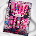MellowBells Handmade Press-On Nails - Dark Baroque with Black Diamonds & Vintage Watches | Size M
