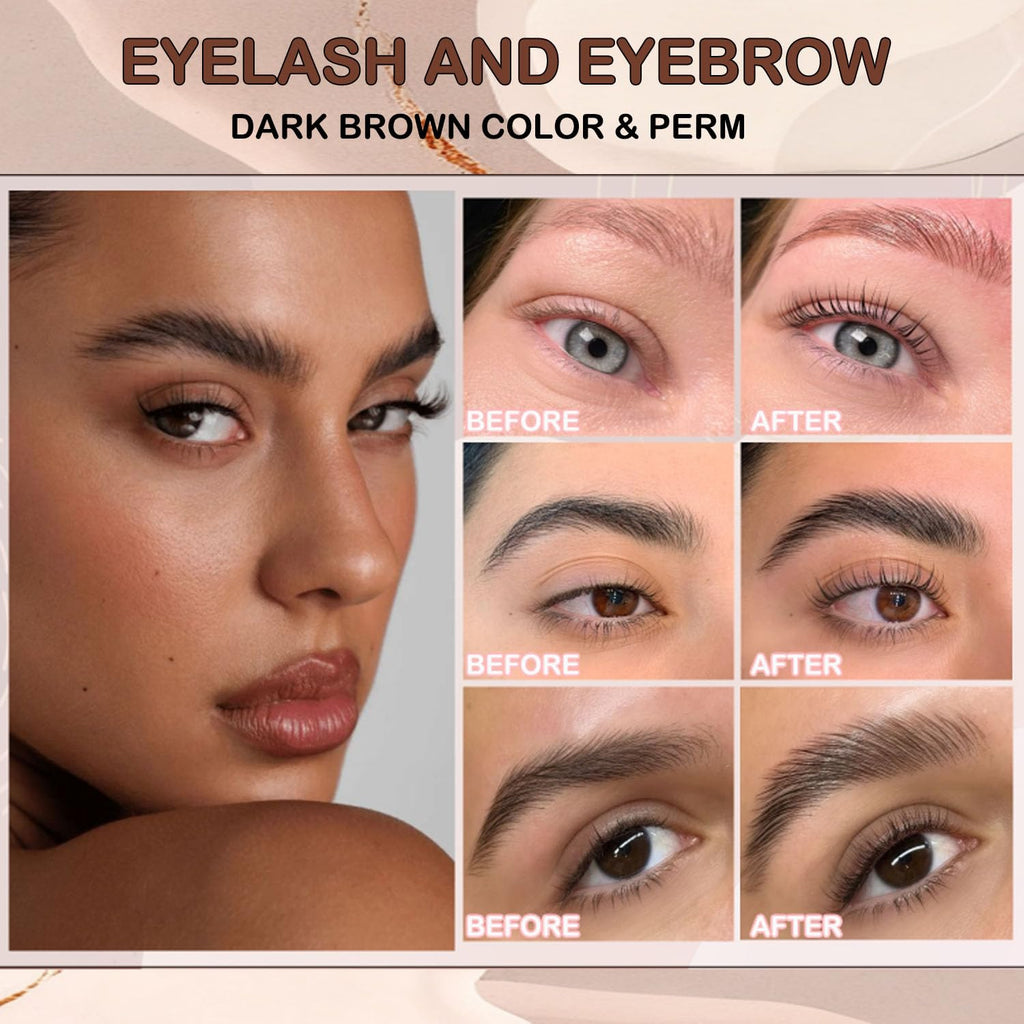 MELLUCCI Lash Lift & Brow Lamination Kit - Dark Brown | Beginner to Pro Salon-Quality Lash Perm Kit