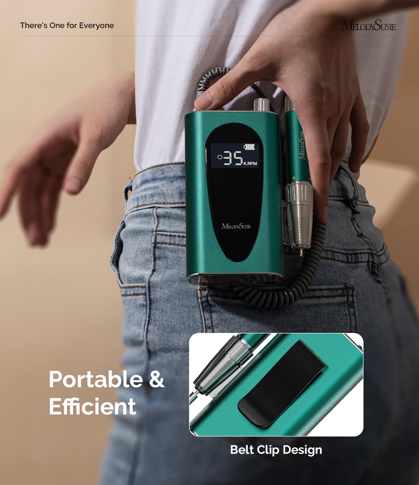 MelodySusie MM400C Pro Clip-On Nail Drill: 35000 RPM, Rechargeable Cordless Electric File