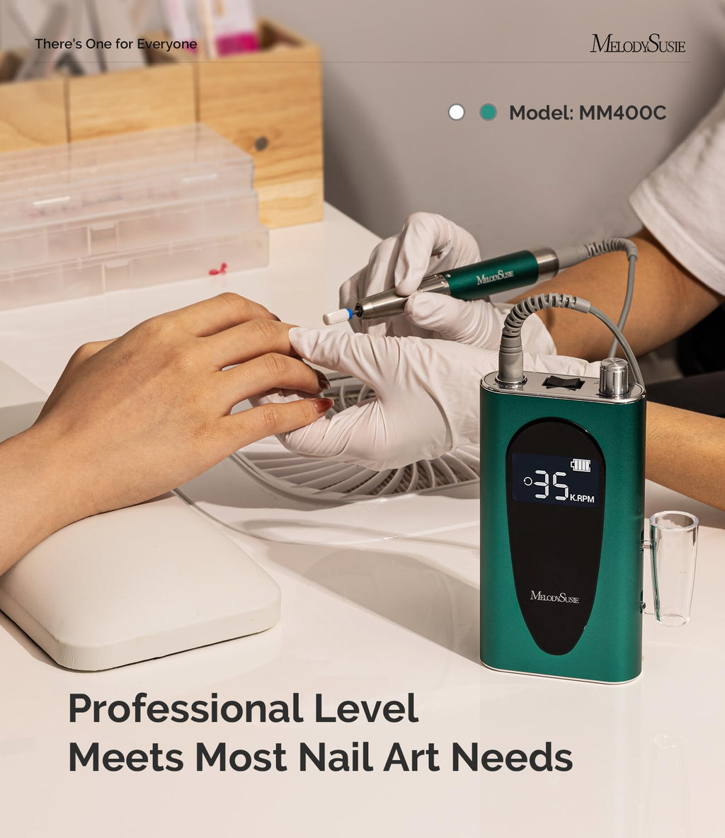 MelodySusie MM400C Pro Clip-On Nail Drill: 35000 RPM, Rechargeable Cordless Electric File