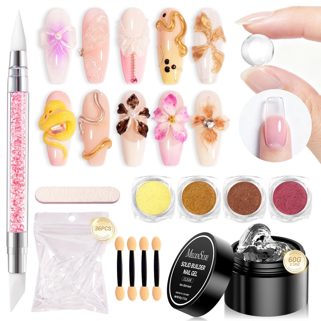 MelodySusie Solid Builder Nail Gel Kit 60g – 3D Nail Sculpting & Extensions
