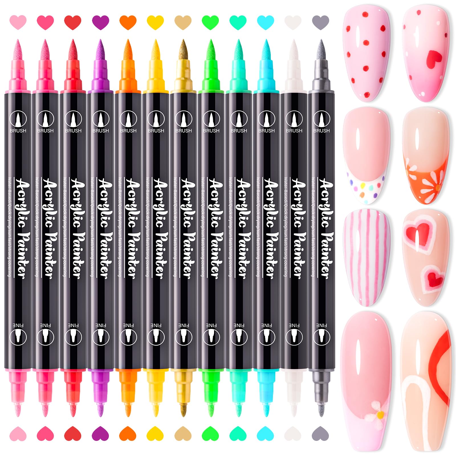 MelodySusie Nail Art Pens Set: 12-Color Dual-Ended Nails Pens for DIY Manicure