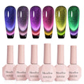 MelodySusie 9D Chameleon Cat Eye Gel Nail Polish Set – 6 x 15ml with Magnet