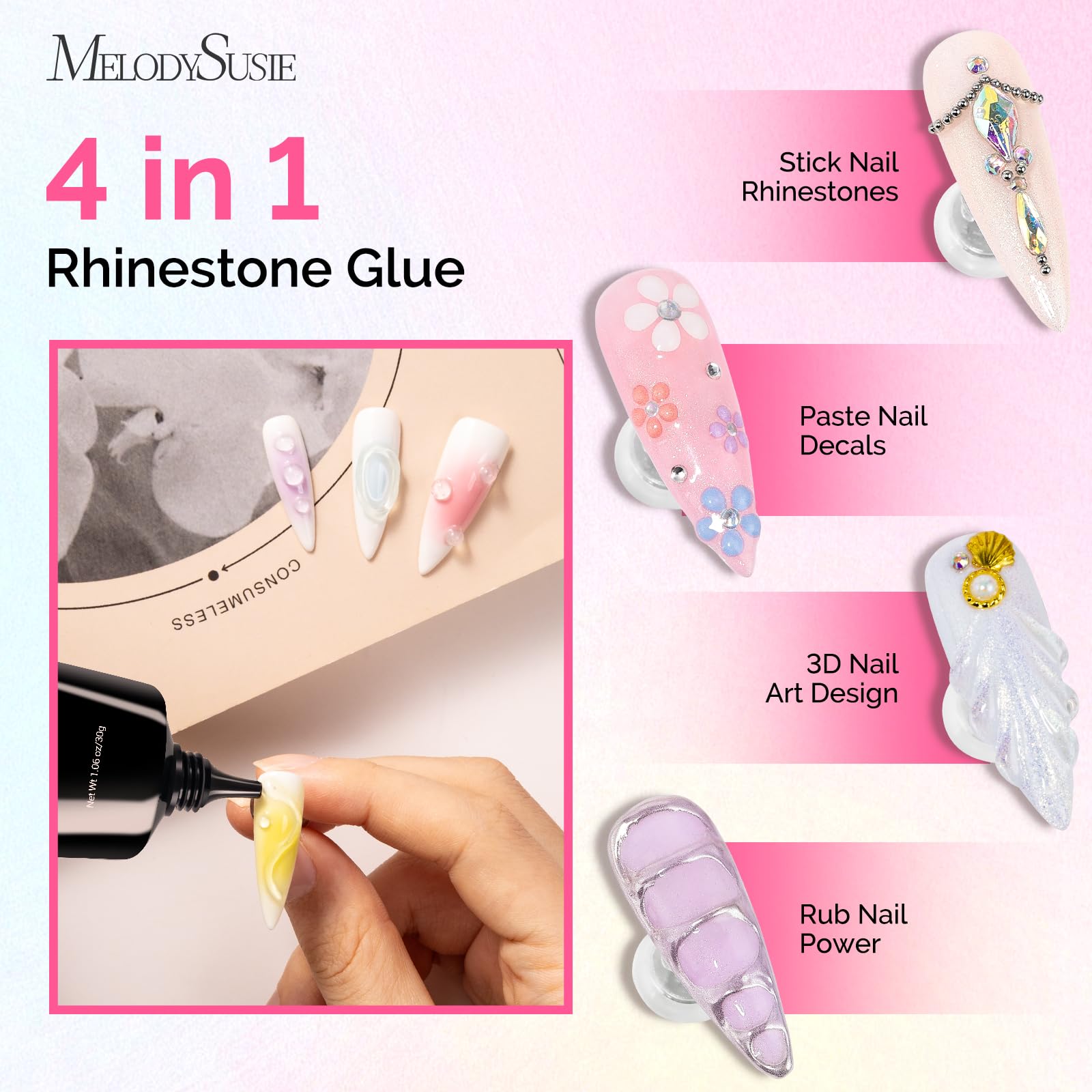 MelodySusie ART01R Handheld UV Nail Lamp – Fast Gel Cure & Rhinestone Glue