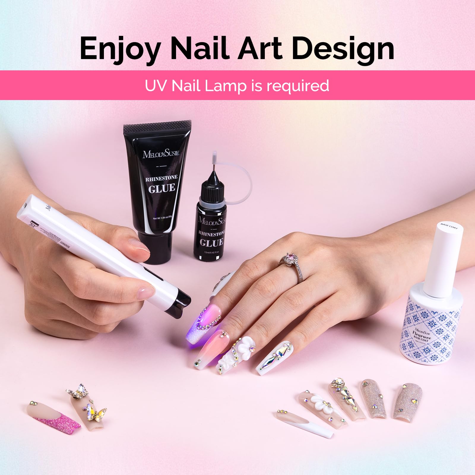MelodySusie ART01R Handheld UV Nail Lamp – Fast Gel Cure & Rhinestone Glue