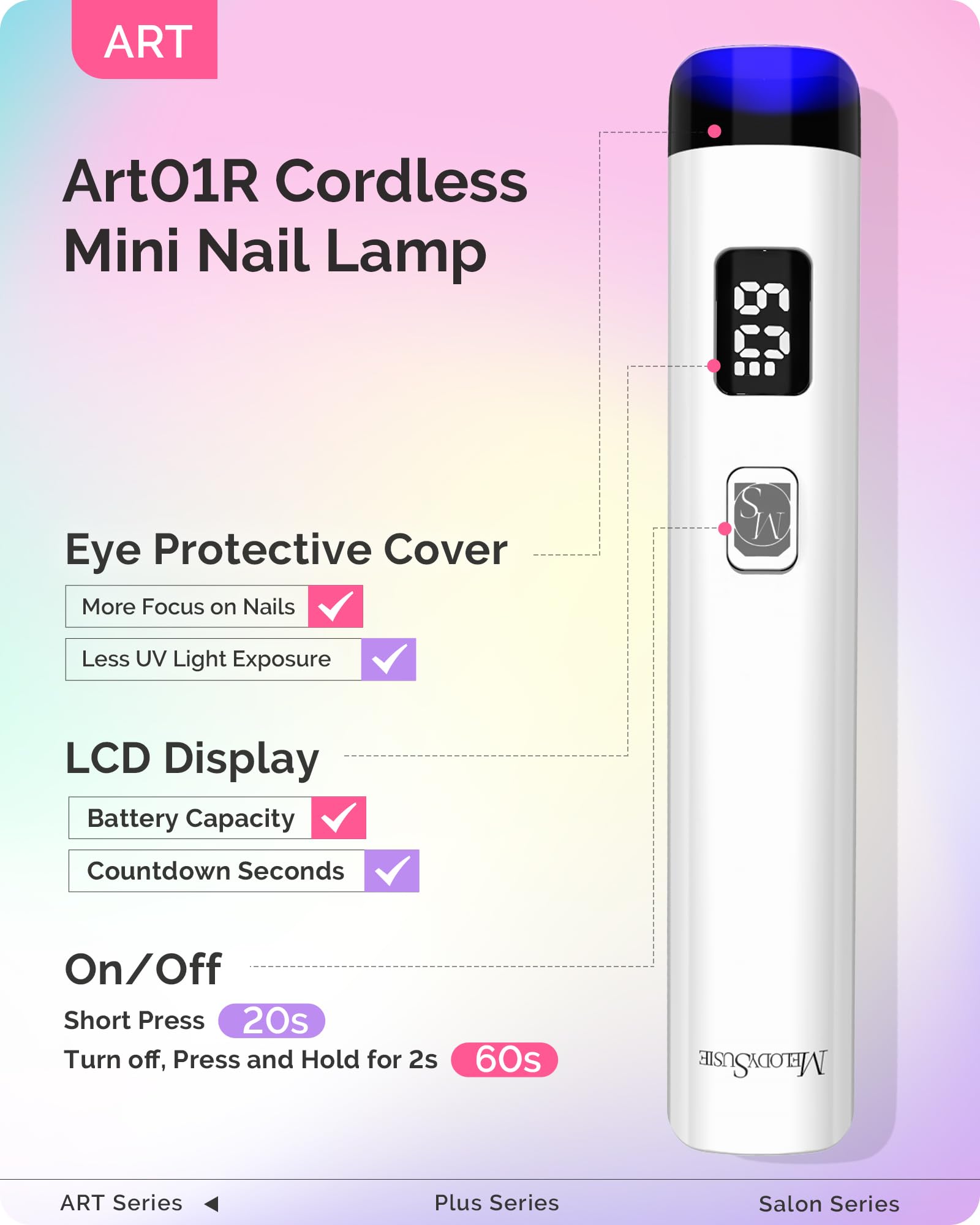 MelodySusie ART01R Handheld UV Nail Lamp – Fast Gel Cure & Rhinestone Glue