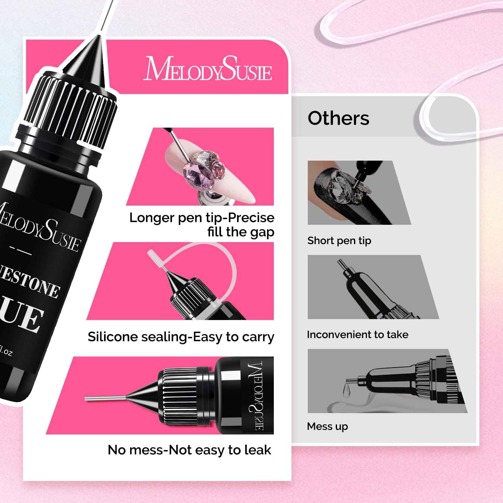 MelodySusie ART01R Handheld UV Nail Lamp – Fast Gel Cure & Rhinestone Glue
