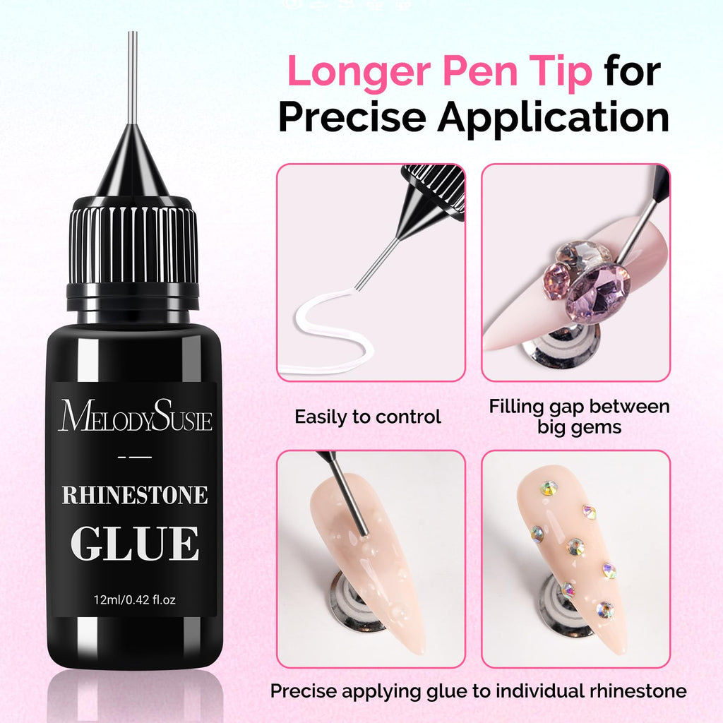 MelodySusie ART01R Handheld UV Light – Cordless Gel Nail Lamp + Rhinestone Glue Kit
