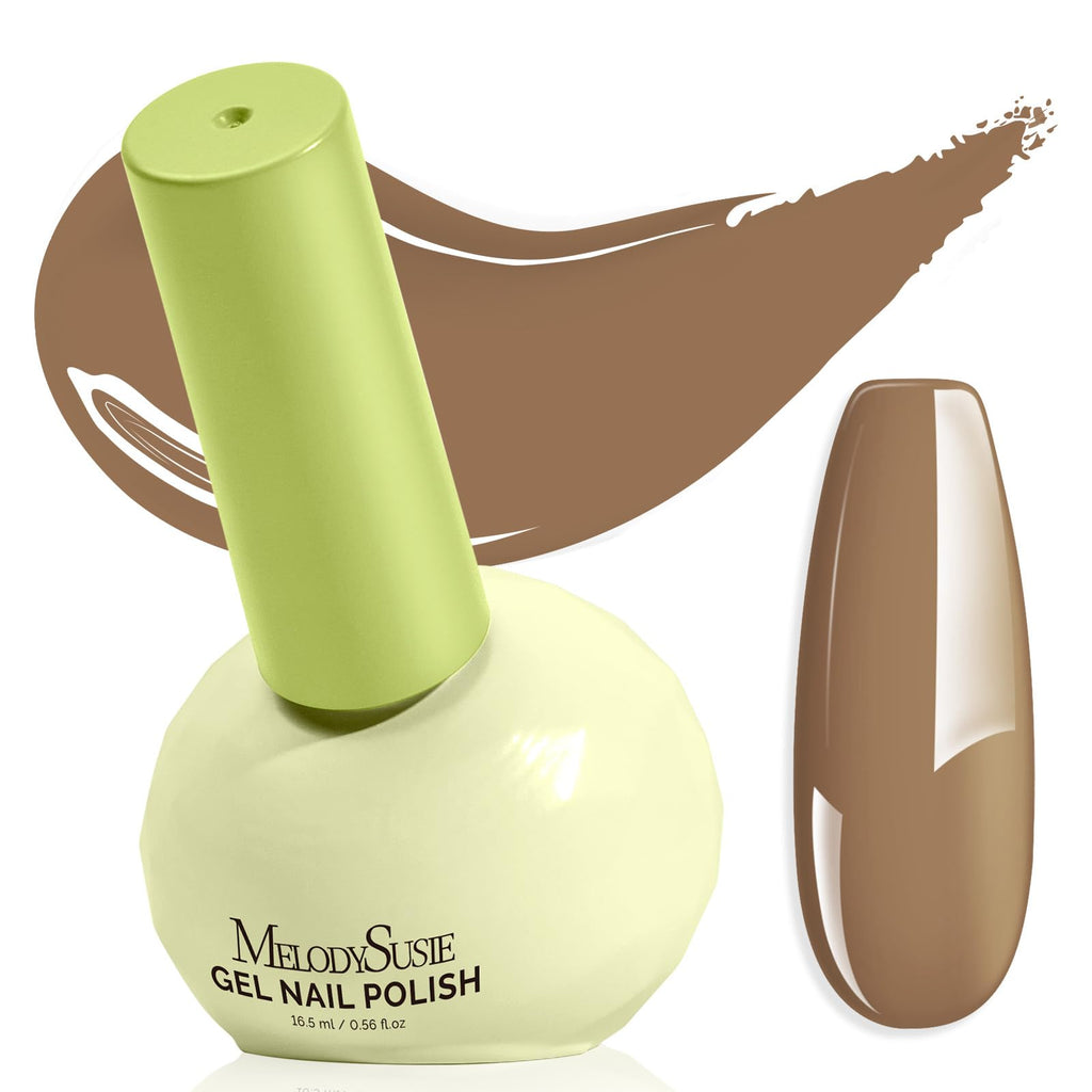 MelodySusie Highly Pigmented Gel Nail Polish – 16.5ml Tilt-and-Stand Brown Gel Polish, Plant-Based, 3-Free (TPO/HEMA/HPMA), Soak-Off UV/LED