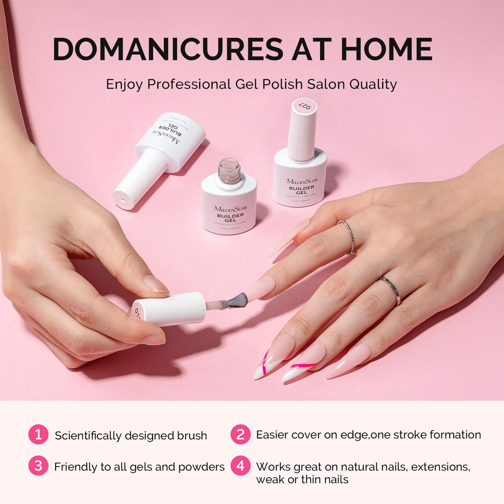 MelodySusie Builder Gel Nail Set – 6 Jelly Pink Gels, Thickening Base, UV/LED Cure