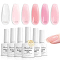 MelodySusie Builder Gel Nail Set – 6 Jelly Pink Gels, Thickening Base, UV/LED Cure