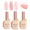 MelodySusie 3PCS 15ml Pink & Nude Builder Gel Set – Thickening Base Gel, Rhinestone Glue, UV/LED Cure for DIY Manicure