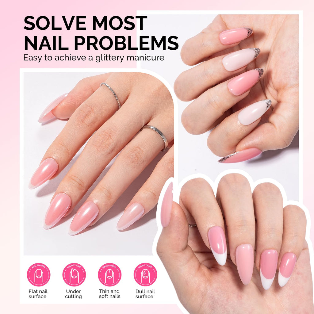 MelodySusie Builder Gel Nail Set – 6 Jelly Pink Gels, Thickening Base, UV/LED Cure