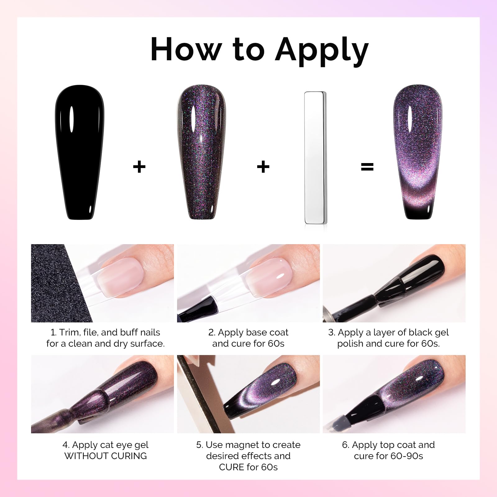 MelodySusie 9D Chameleon Cat Eye Gel Nail Polish Set – 6 x 15ml with Magnet