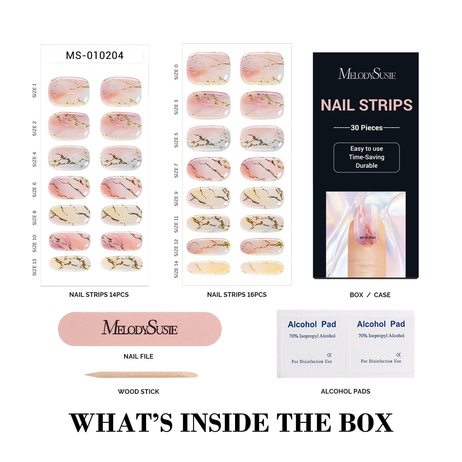 MelodySusie Celestial Glimmer: 30Pcs Semi-Cured Gel Nail Strips | Salon-Quality Nails at Home