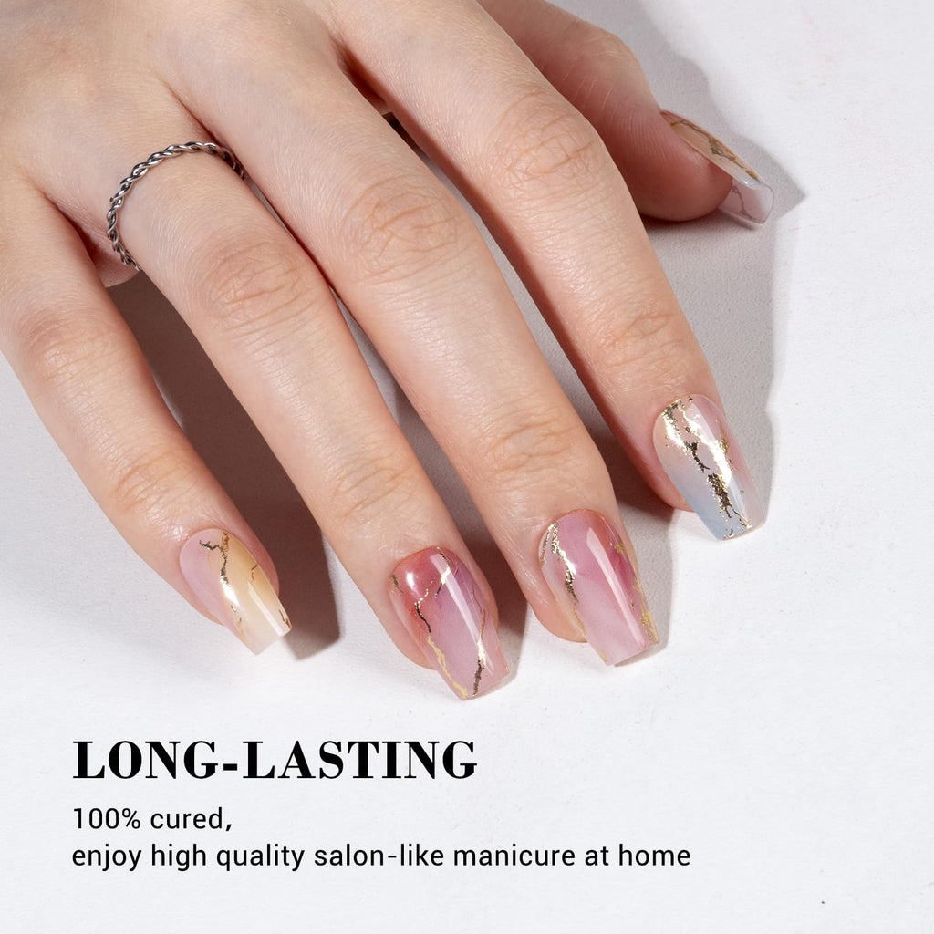 MelodySusie Celestial Glimmer: 30Pcs Semi-Cured Gel Nail Strips | Salon-Quality Nails at Home