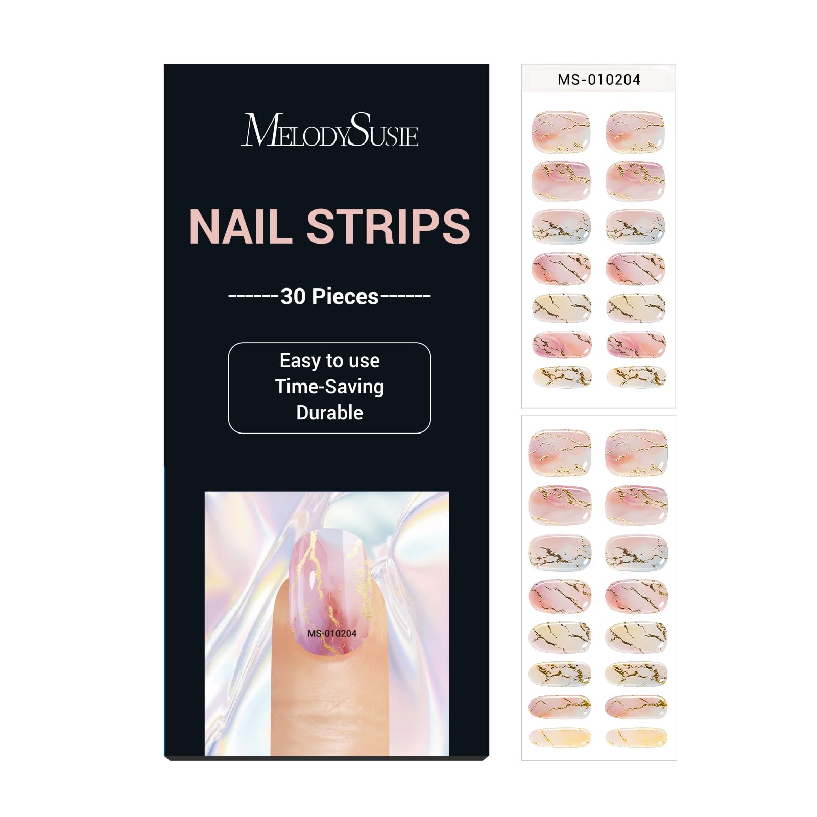 MelodySusie Celestial Glimmer: 30Pcs Semi-Cured Gel Nail Strips | Salon-Quality Nails at Home