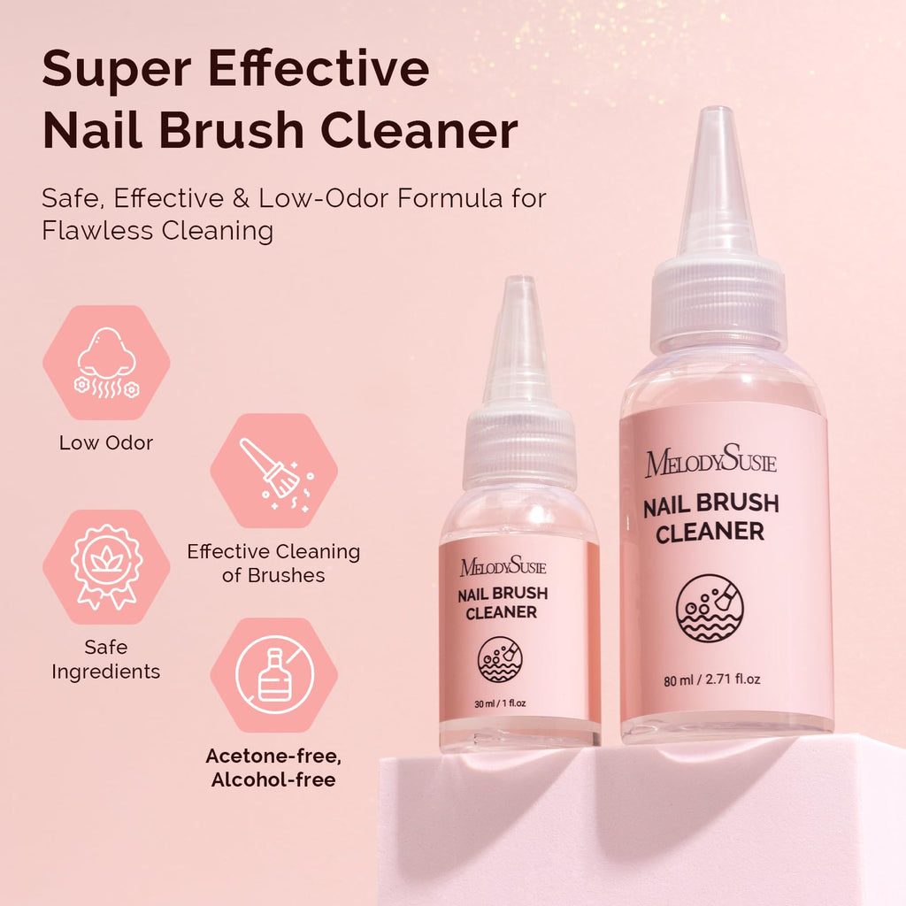 MelodySusie Nail Brush Cleaner: Gel Residue Removal & Brush Restoration Solution 80ml