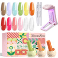 MelodySusie Dopamine Colors Gel Nail Polish Set with Mini UV Light – 10 Pigmented Shades + Top & Base Coats
