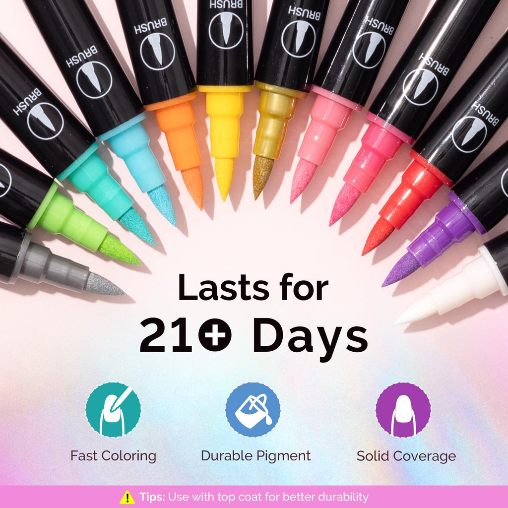 MelodySusie Nail Art Pens Set: 12-Color Dual-Ended Nails Pens for DIY Manicure