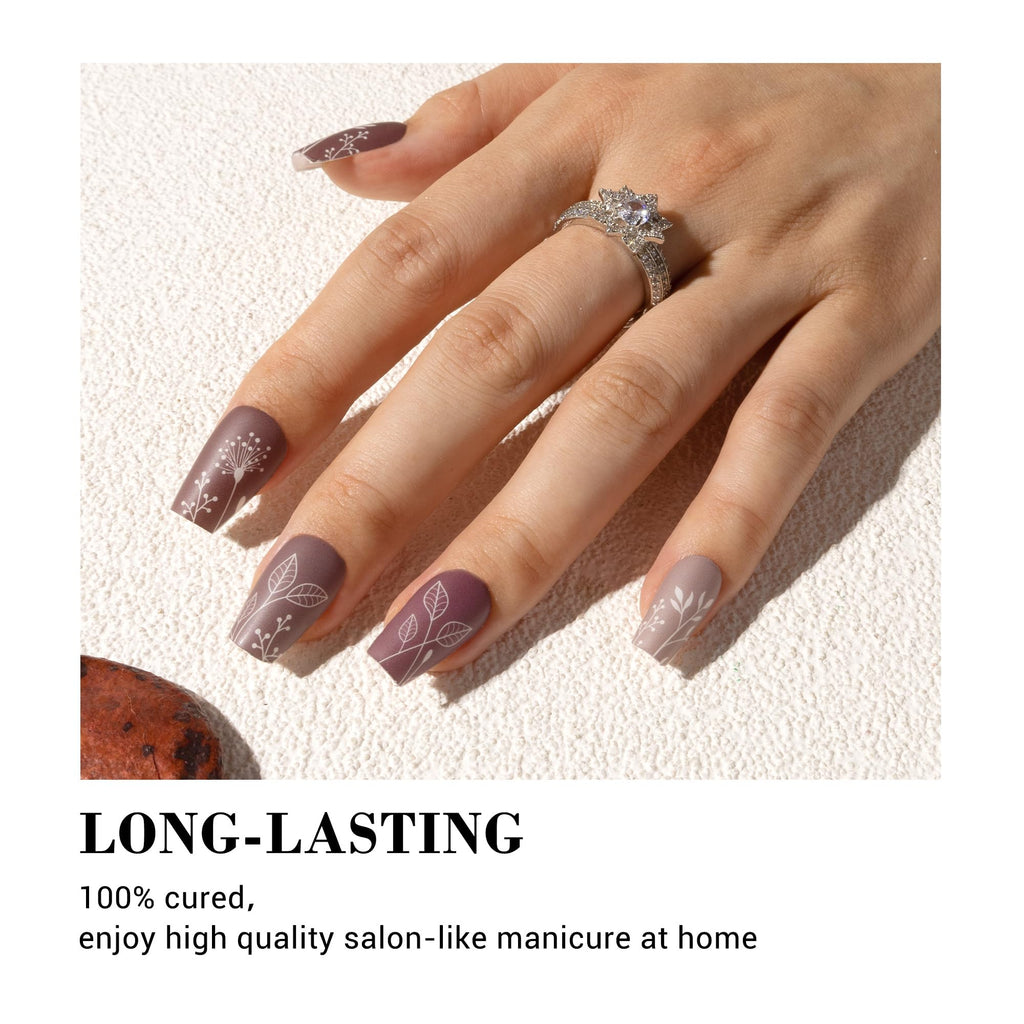 MelodySusie 30PCS Semi Cured Gel Nail Strips – Autumn Leaves | Easy At-Home Manicure, Salon-Quality