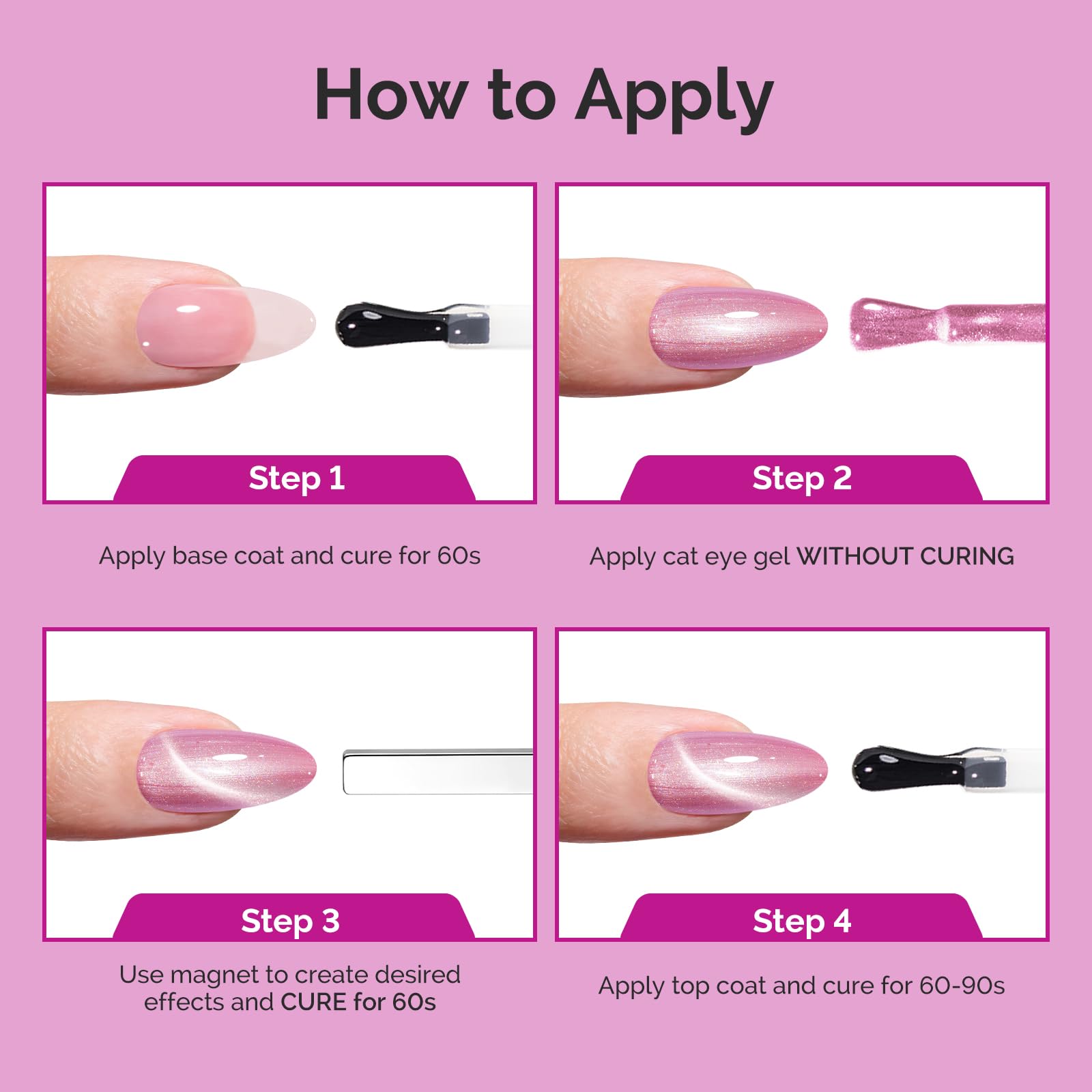MelodySusie 9D Cat Eye Gel Nail Polish with Magnet – Pink Glitter UV Gel, 0.5 oz