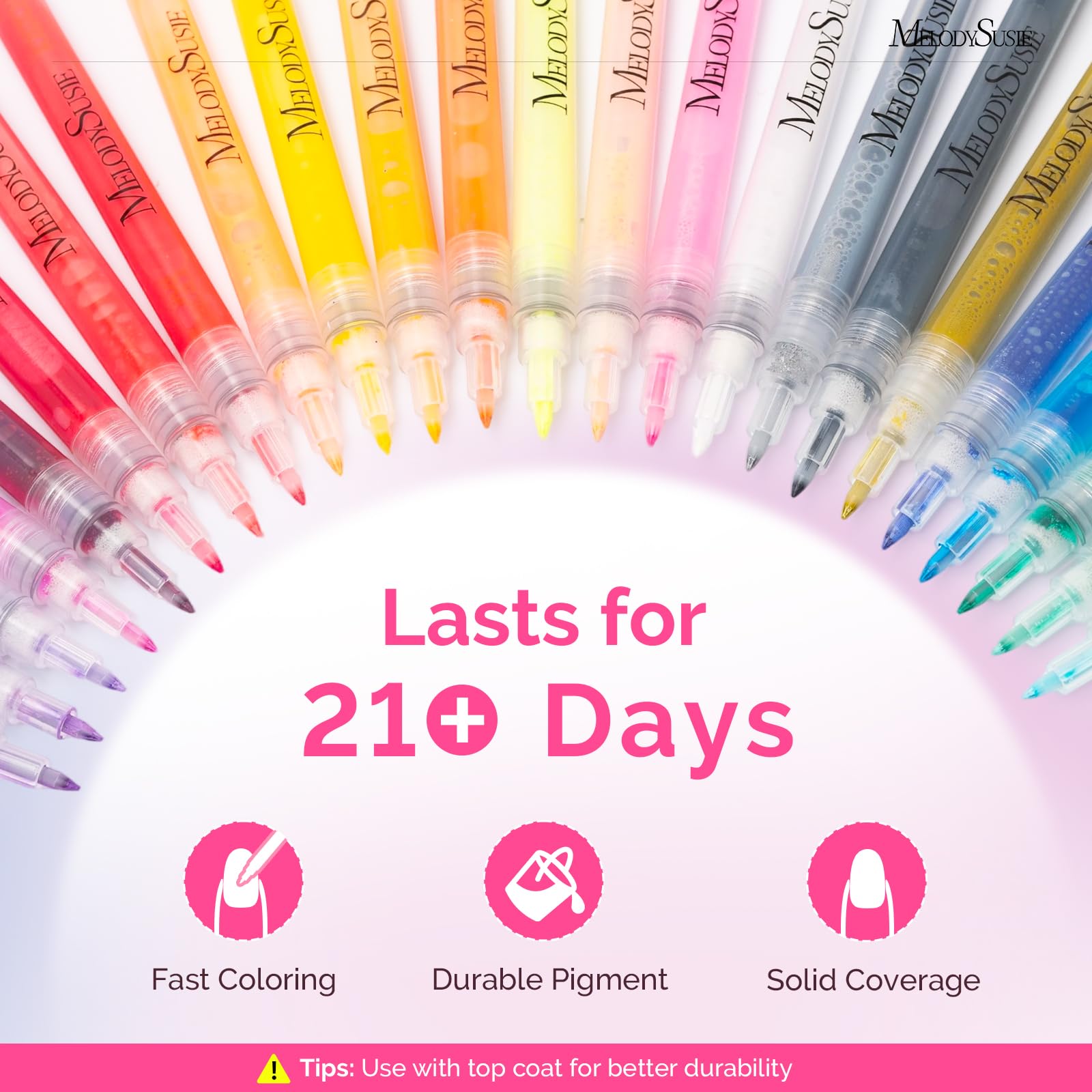 MelodySusie Nail Art Pens Set – 24 Colors, 0.7mm Fine Tip for Precise Nail Design | Salon & Home DIY