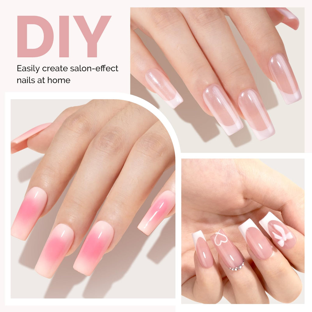 MelodySusie Square Gel Nail Tips Kit – 300Pcs Pre-Built Apex, 15 Sizes, Clear Half-Matte