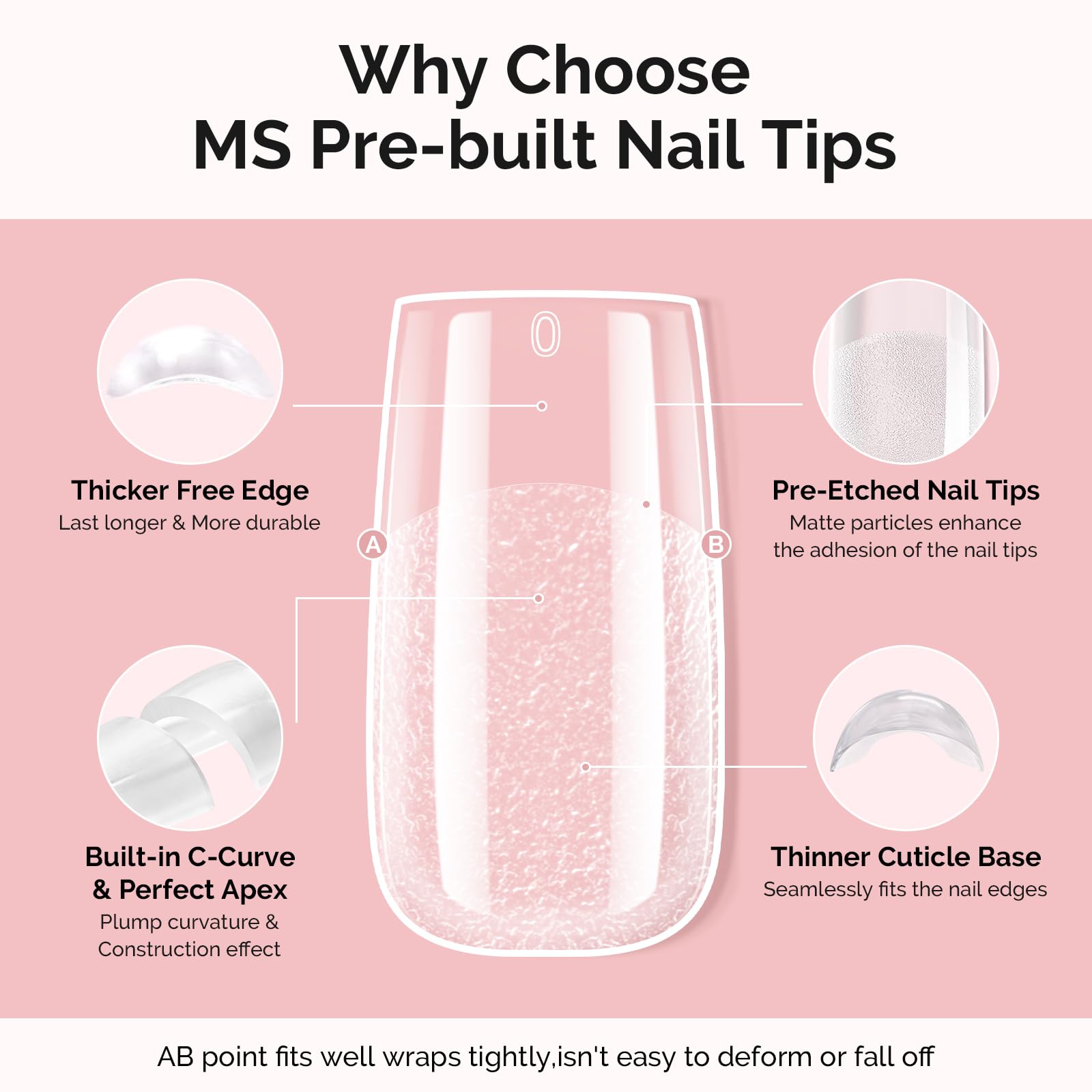 MelodySusie Square Gel Nail Tips Kit – 300Pcs Pre-Built Apex, 15 Sizes, Clear Half-Matte