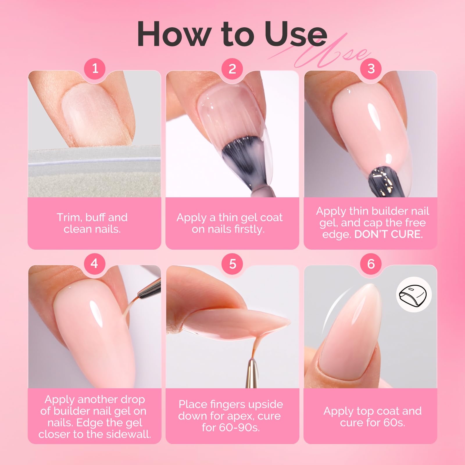 MelodySusie Hema Free Builder Gel Set – 6 Colors for Nail Thickening & Extensions | UV/LED Soak Off Gel