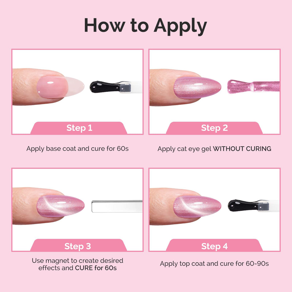 MelodySusie Pearl Cat Eye Gel Polish – Bubblegum Pink Glitter UV Magnetic Nail Polish (0.5oz) G1603