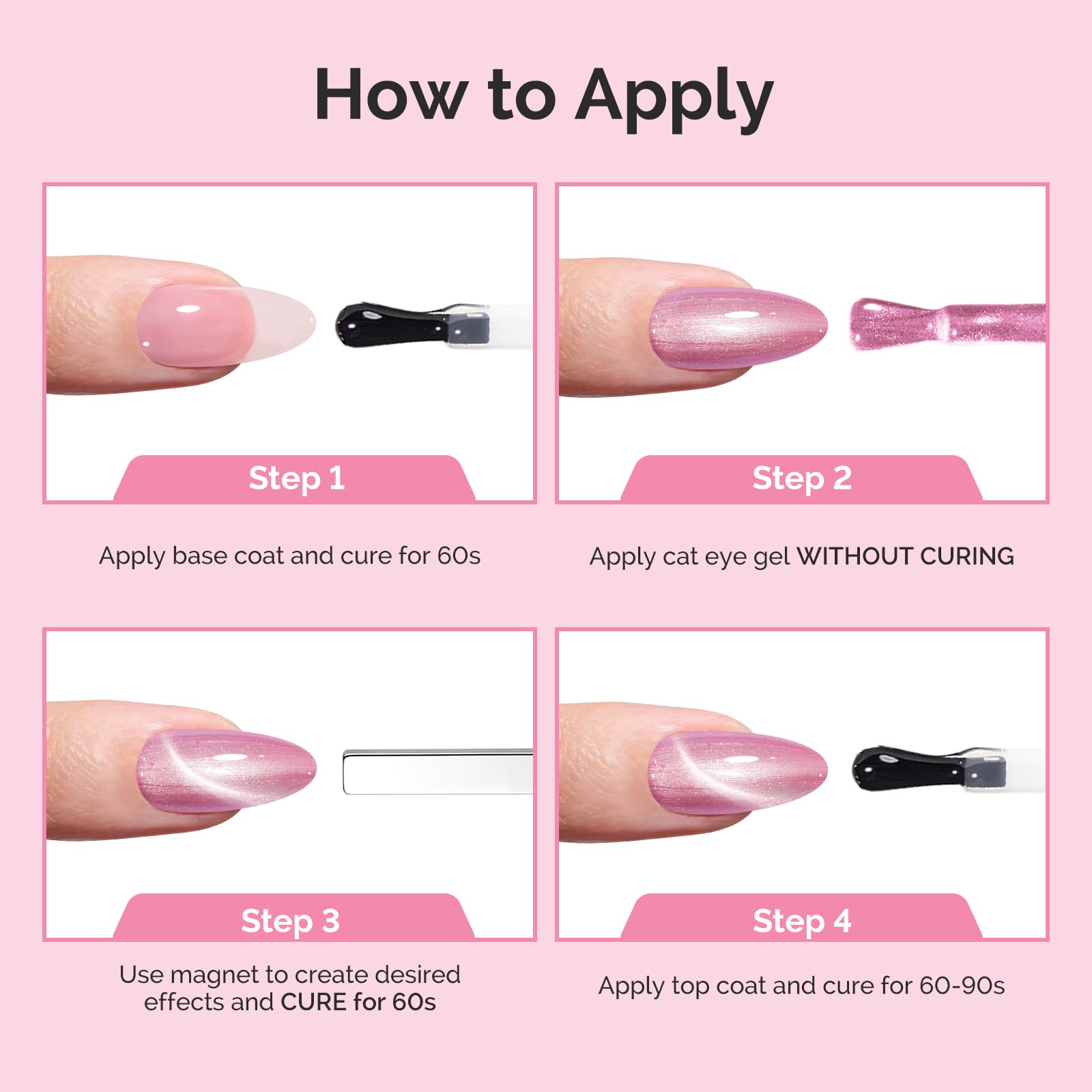 MelodySusie Pearl Cat Eye Gel Polish – Bubblegum Pink Glitter UV Magnetic Nail Polish (0.5oz) G1603