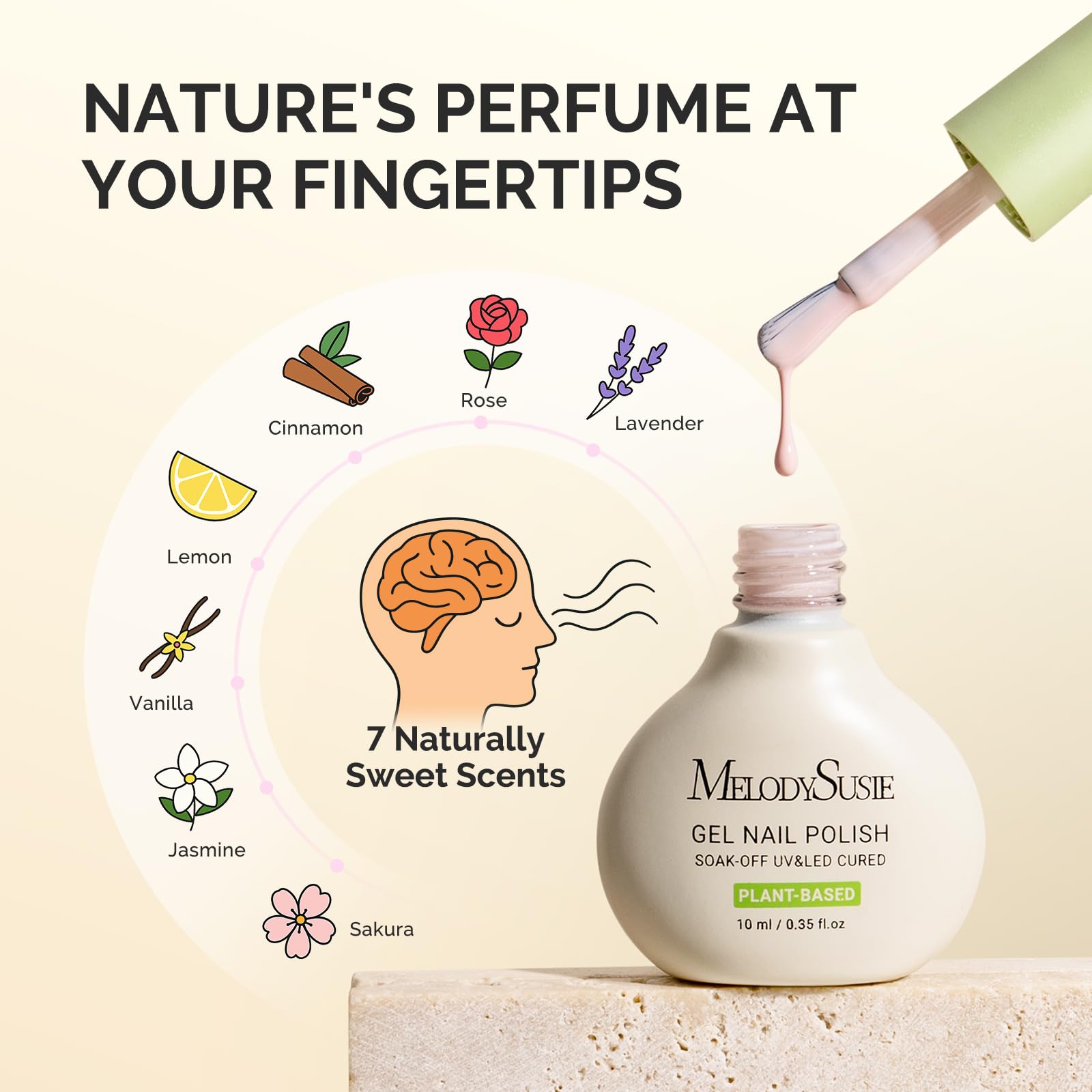 MelodySusie Plant Based Gel Nail Polish Set – 8 Pcs + Top & Base Coat | HEMA-Free, 28+ Day Wear