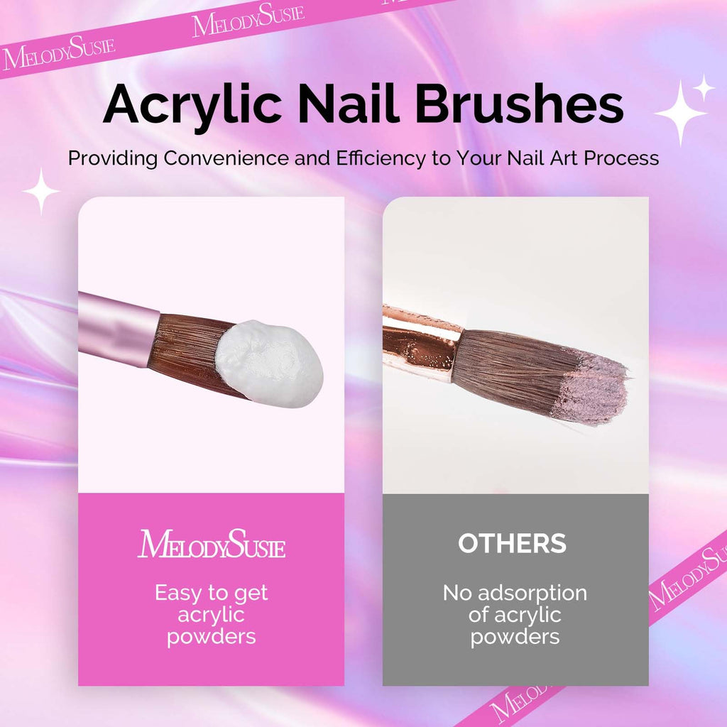 MelodySusie 4Pcs Acrylic Nail Brush Set - 8/12/14/16 Professional Nail Brushes for Extensions & 3D Nail Art