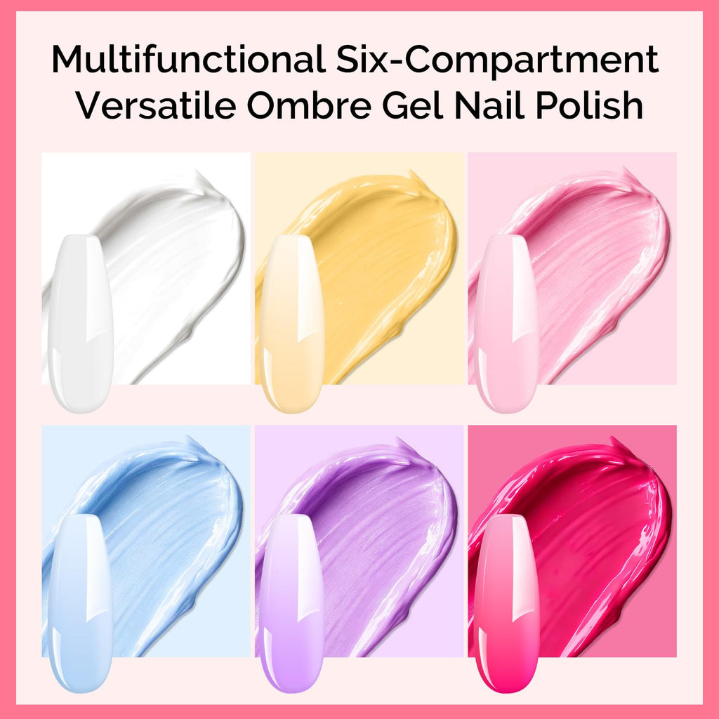 MelodySusie Gradient Painting Gel Set — 6-Color Ombre UV Gel Polish + 100 Sponges & Four-Claw Grabber | No-Wipe, Soak Off
