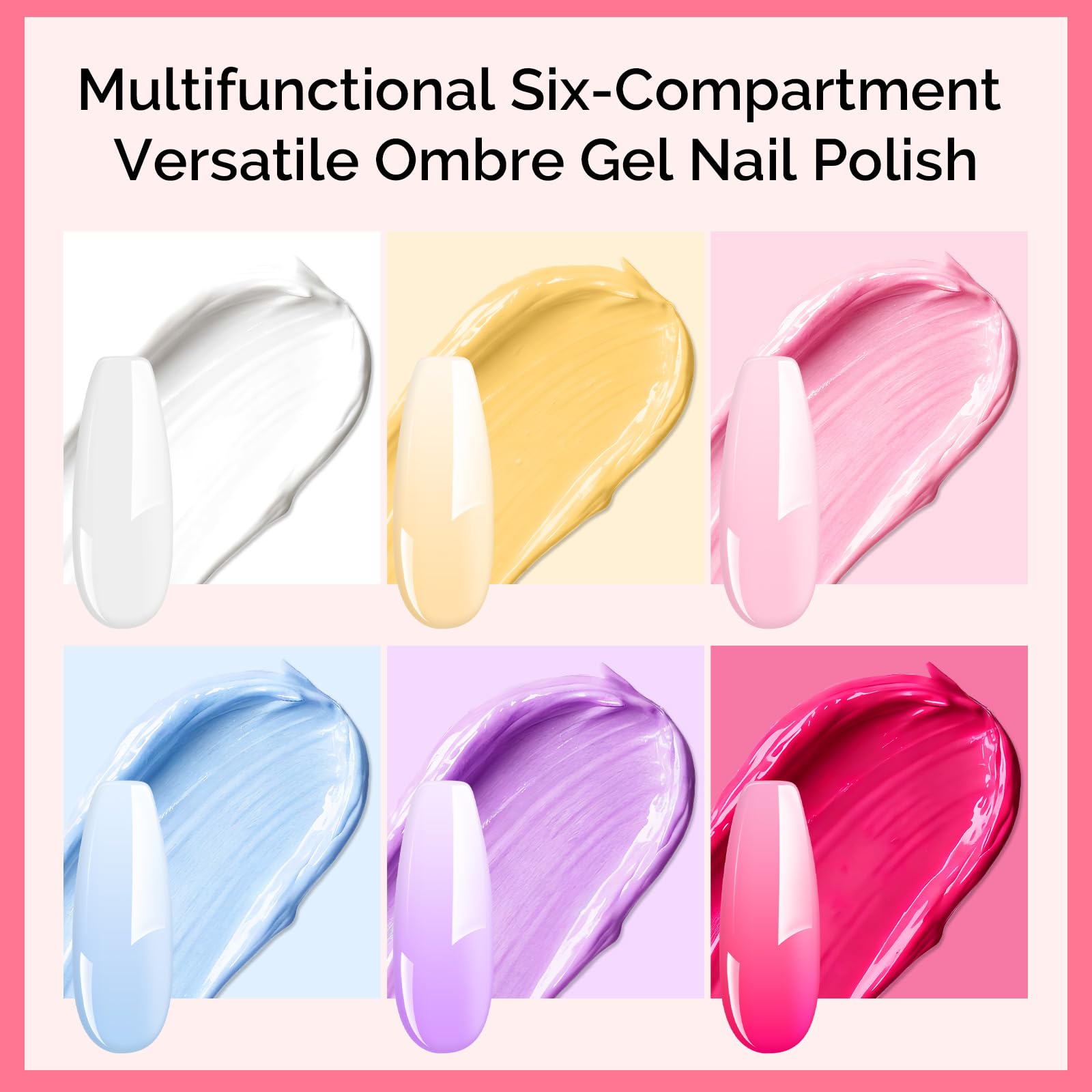 MelodySusie Gradient Painting Gel Set — 6-Color Ombre UV Gel Polish + 100 Sponges & Four-Claw Grabber | No-Wipe, Soak Off
